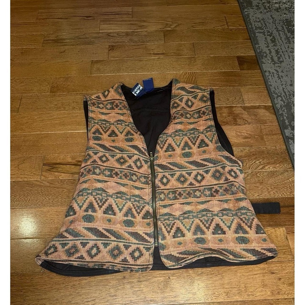 Vintage L.A. Blues Tapestry Vest  Size Medium Aztec Southwest Zipper Closure